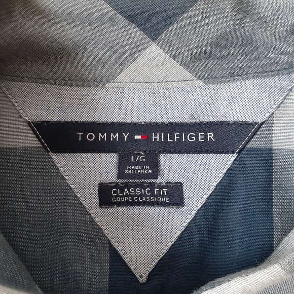 Tommy Hilfiger men's blue plaid long-sleeve button-down shirt size L - Picture 8 of 8
